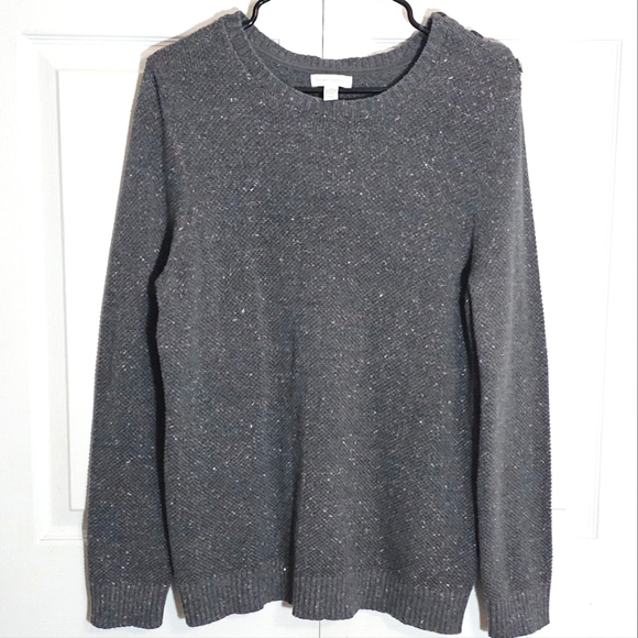 Charter Club Women Sweater Grey Silver Sweater Metallic Neutral Winter Office XL - Picture 1 of 6